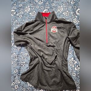 Women's Ohio State Gray & Red Quarter-Zip Pullover